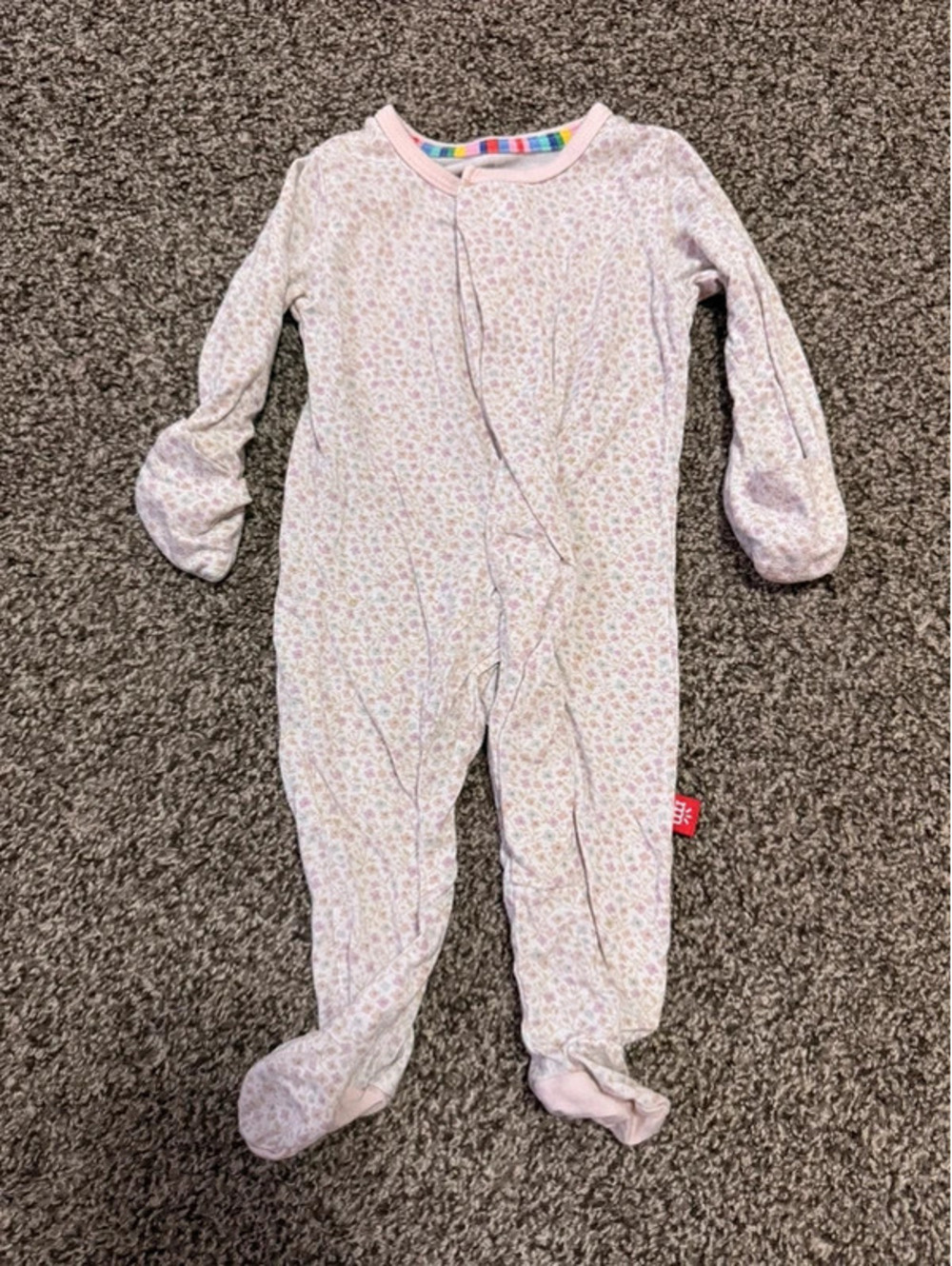 Magnetic Me Newborn Pink Floral Footed Sleeper Pajamas